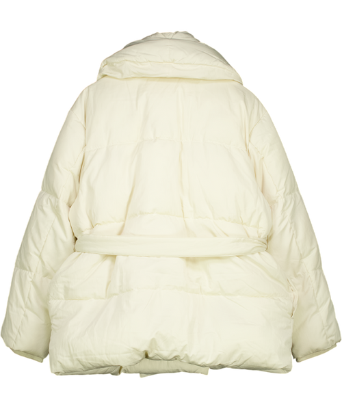 4th & Reckless Cream Collared Wrap Belted Puffer Jacket In Ecru UK 12
