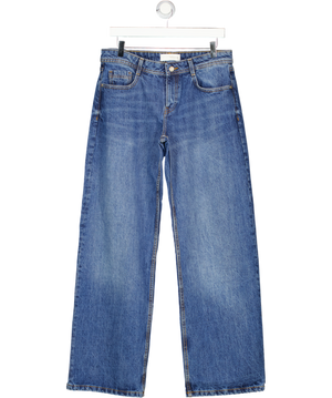 ZARA Blue Wide-leg Low-rise Jeans With Belt UK 10