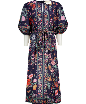 BEULAH LONDON Navy Blue Floral Sienna Midi Dress UK 8