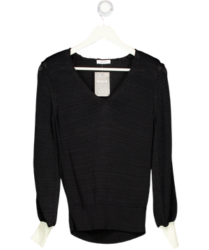 REISS Black & White Taylor Contrast Trim Knitted Jumper UK S