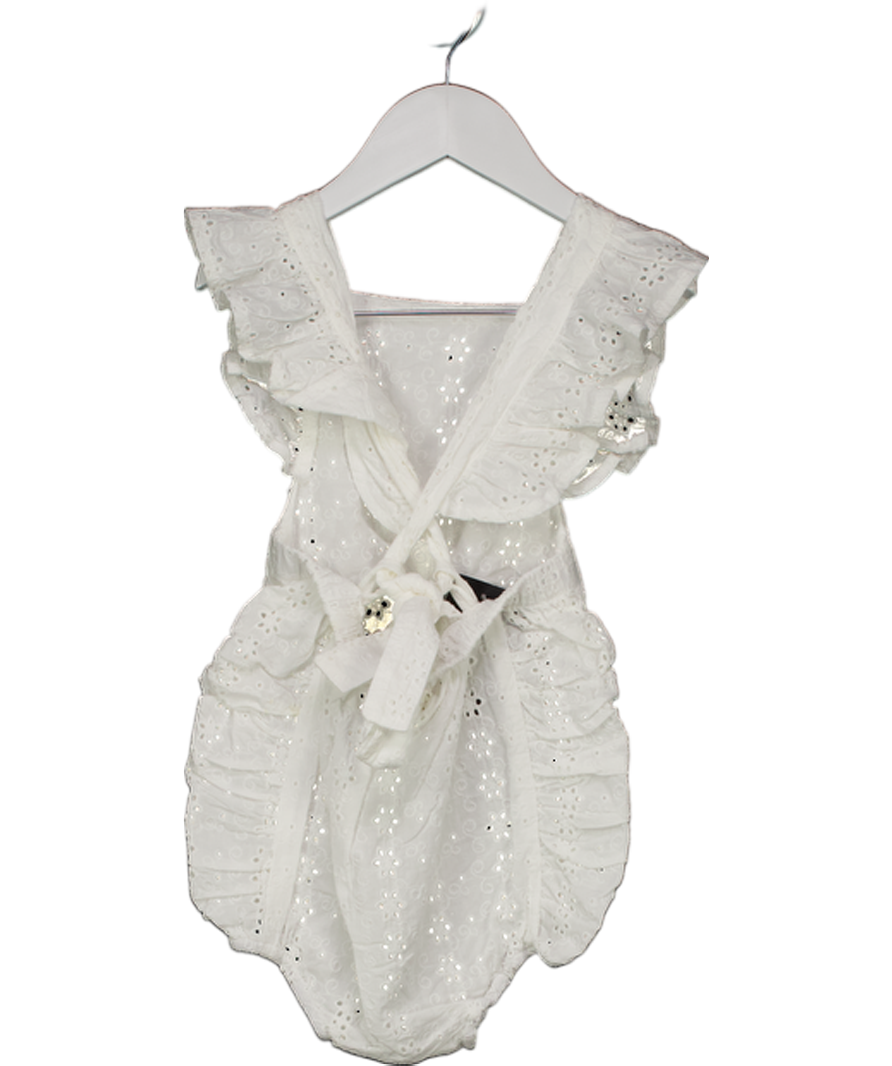Freya Lillie White Organic Cotton Broderie Lace Romper 3-4 Years