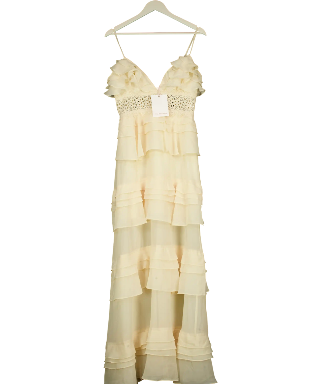 True Decadence Cream Tiered Ruffle Maxi Dress UK 12