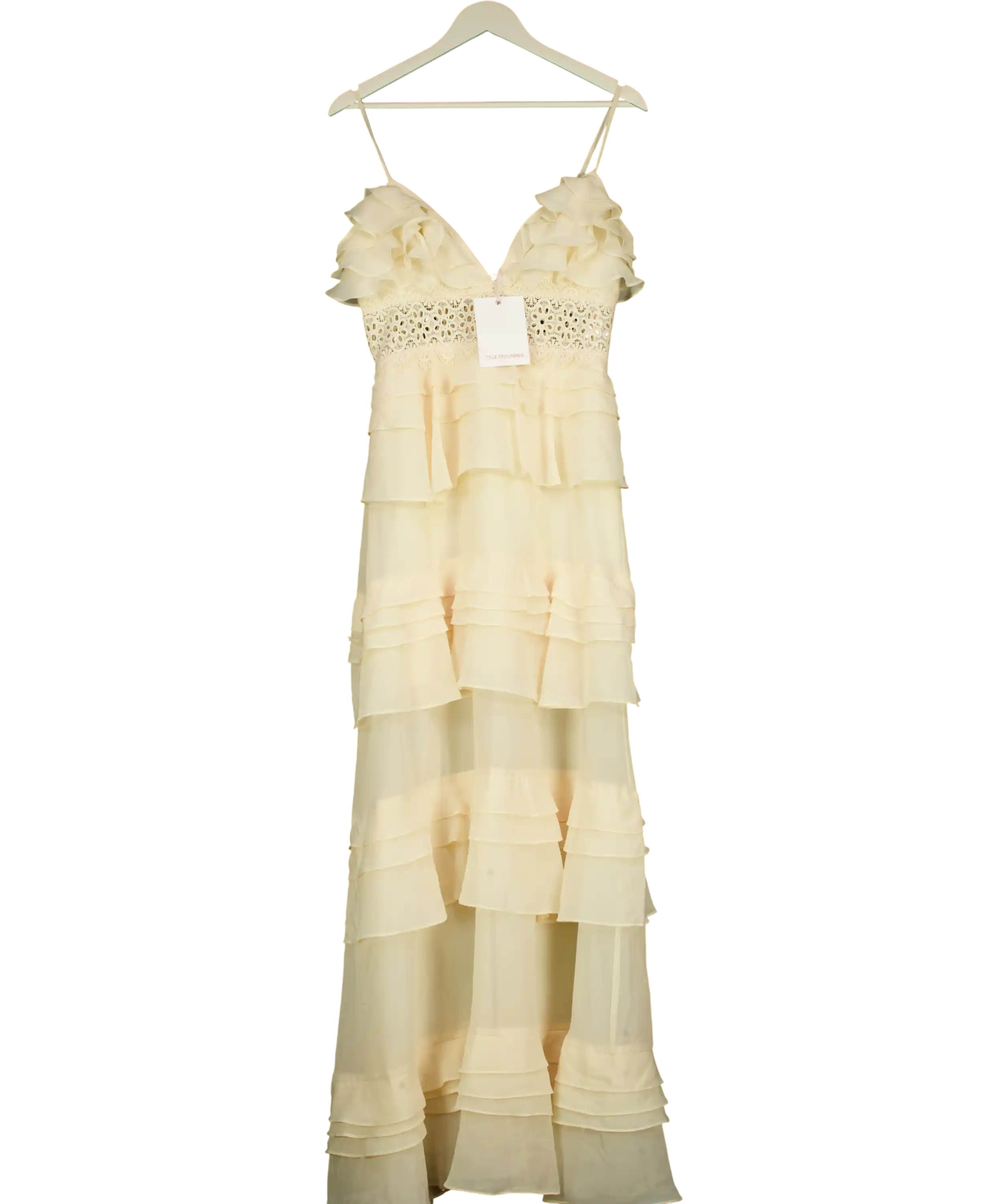 True Decadence Cream Tiered Ruffle Maxi Dress UK 12