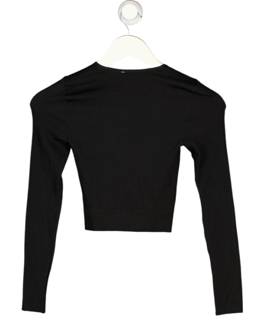 COMMANDO Black Long Sleeve Ribbed Activewear Top UK S/M
