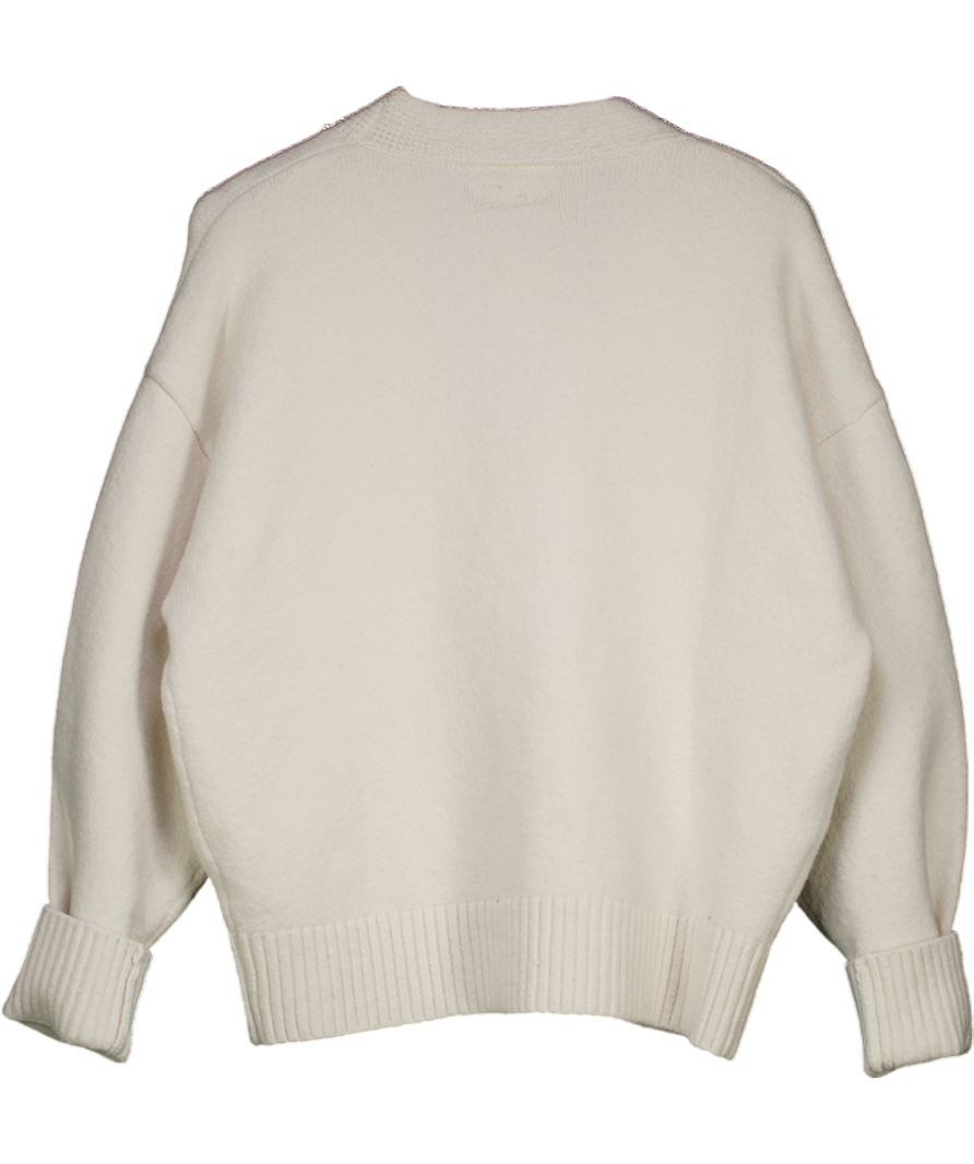 The Couture Club Cream Fluffy Knit Emblem Cardigan UK S