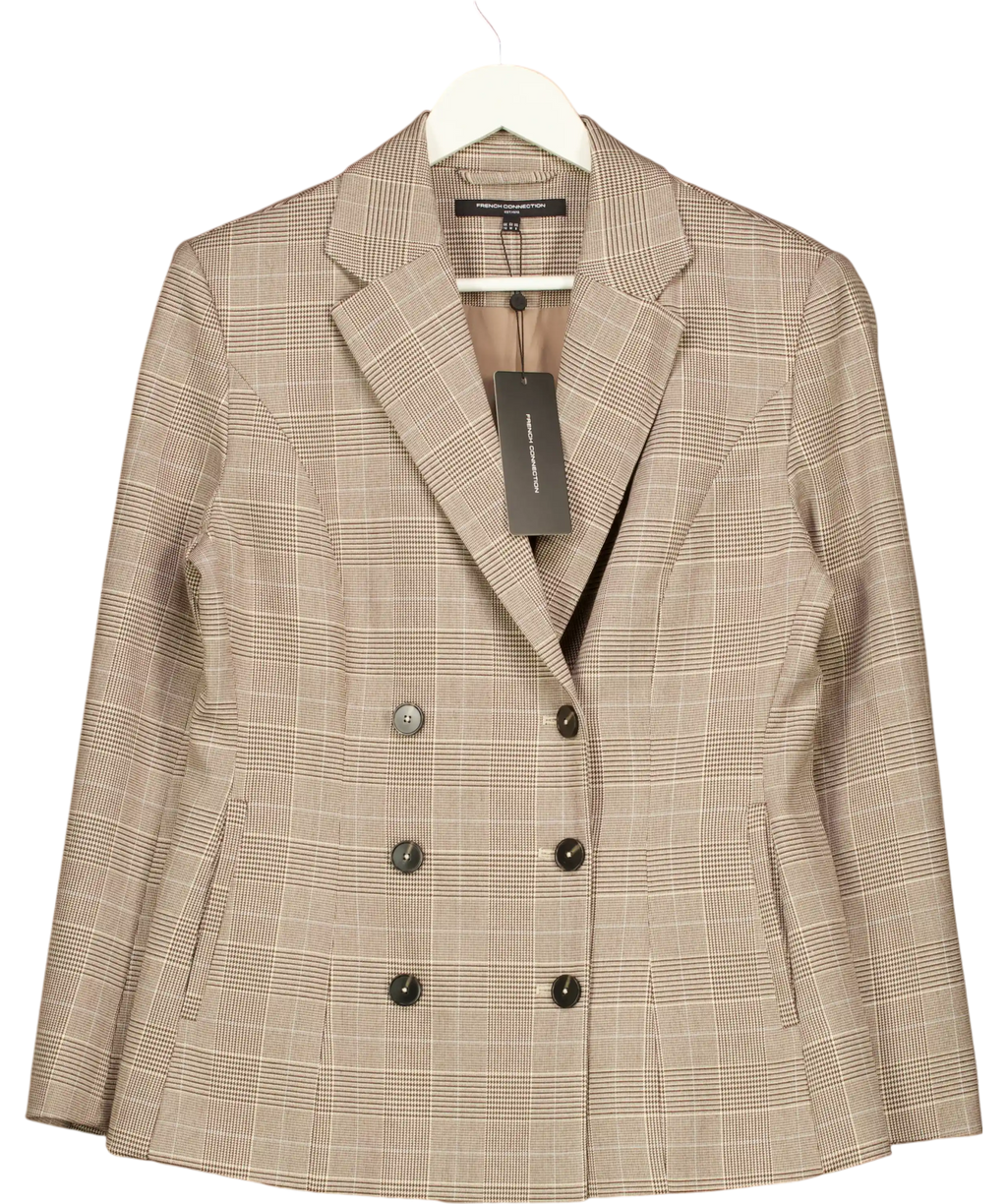 French Connection Brown Chester Check Cinched Blazer UK 12