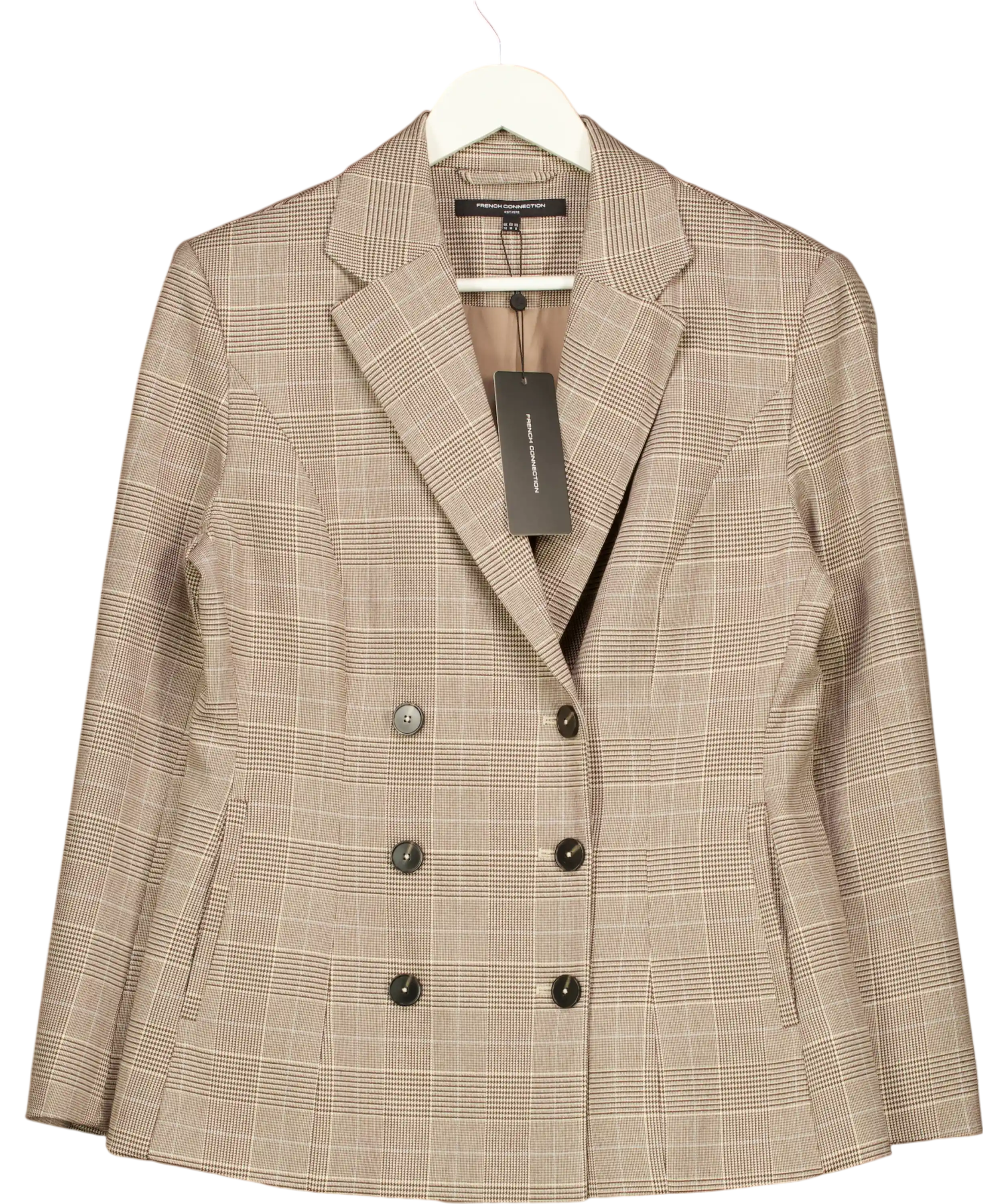 French Connection Brown Chester Check Cinched Blazer UK 12