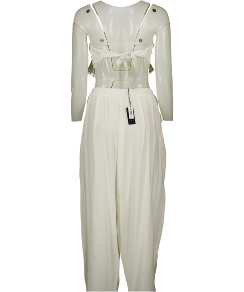4th & Reckless 2-piece Sarah White Linen Blend Tie Back Scarf Top And Balloon Trousers UK 6