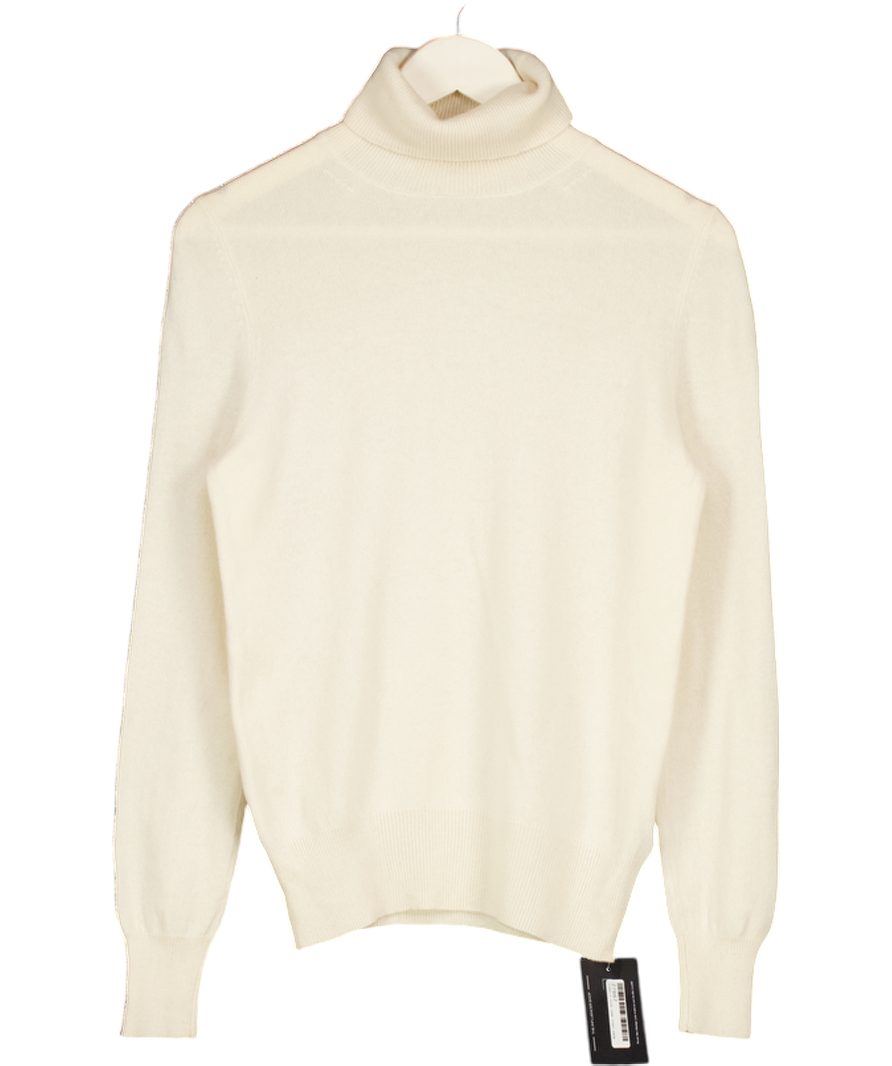 M&S Cream 100% Cashmere Roll Neck Jumper UK 10