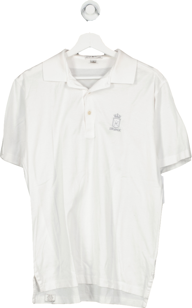 Peter Miller White Cotton Logo Polo Shirt UK S