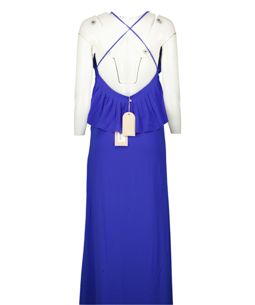 Meshki Blue 2-piece Chiffon Halter Top And Skirt Set UK XXS