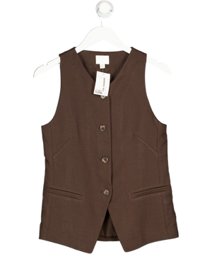 H&M Brown Long Waistcoat UK 8