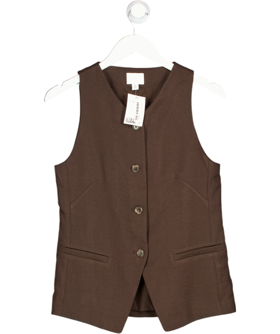 H&M Brown Long Waistcoat UK 8