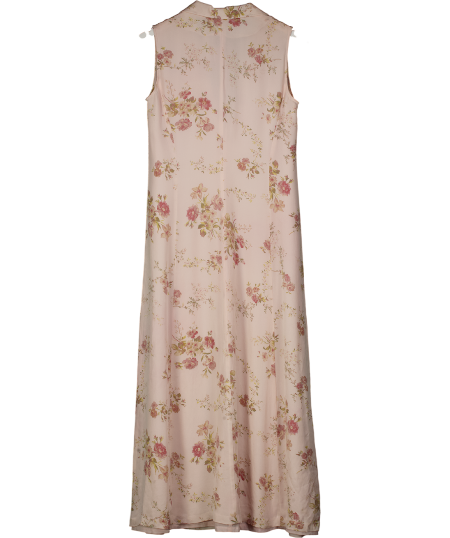 Ralph Lauren 100% Silk Blush Pink Floral Sleeveless Shirt Dress Us6 UK 10