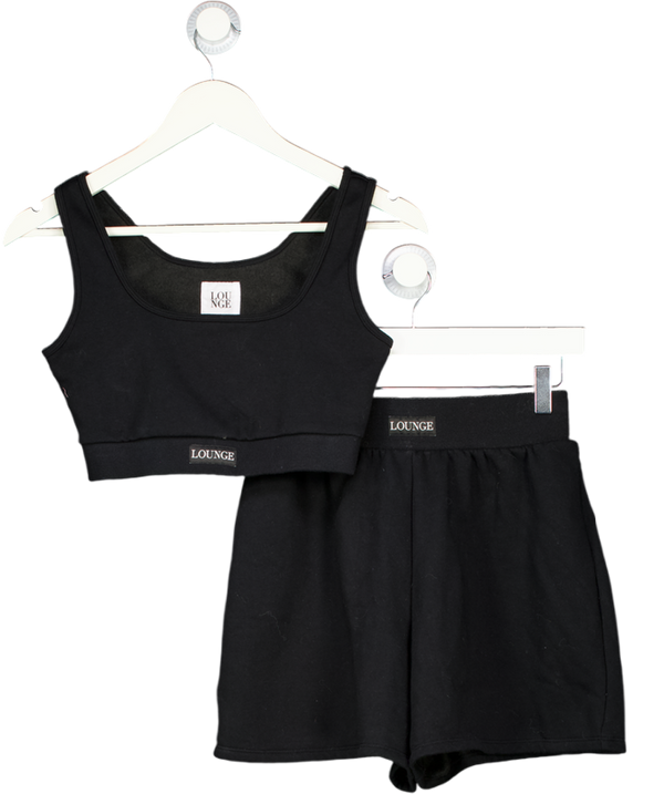 LOUNGE Black 2-piece Sweat Shorts And Crop Top Loungewear Set UK XS
