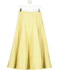 KAREN MILLEN Butter Yellow Real Leather Full Skirt UK 8