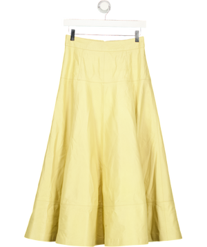 KAREN MILLEN Butter Yellow Real Leather Full Skirt UK 8