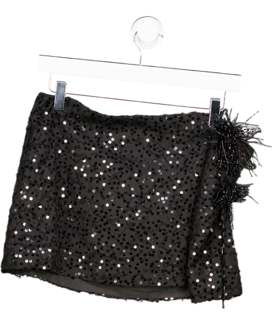 White Fox Black Mirrorball Mood Sequin Mini Skirt UK L
