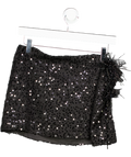 White Fox Black Mirrorball Mood Sequin Mini Skirt UK L