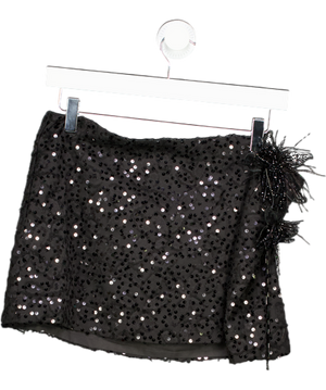 White Fox Black Mirrorball Mood Sequin Mini Skirt UK L