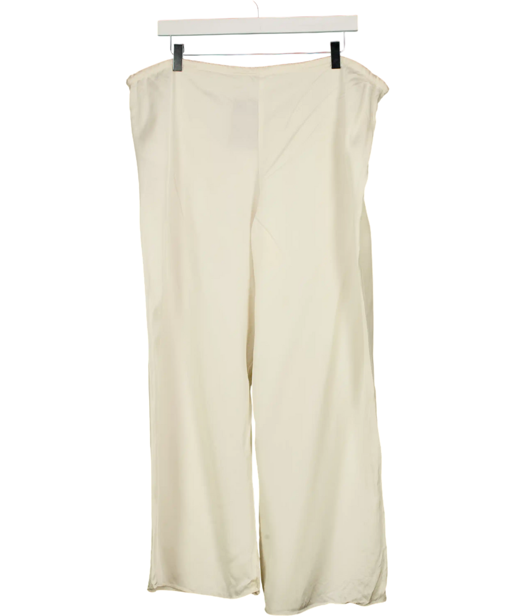 ZARA Cream Satin Straight-leg Trousers UK M