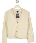 KAREN MILLEN Cream Petite Cotton Knitted Button Cardigan UK S
