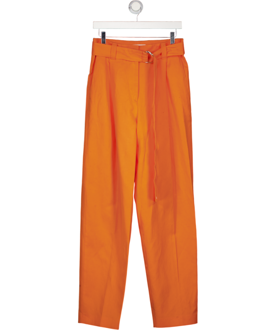 MSGM Orange Cotton & Linen Blend Tapered D-ring Belted Trousers It40 UK 8