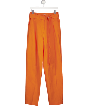 MSGM Orange Cotton & Linen Blend Tapered D-ring Belted Trousers It40 UK 8