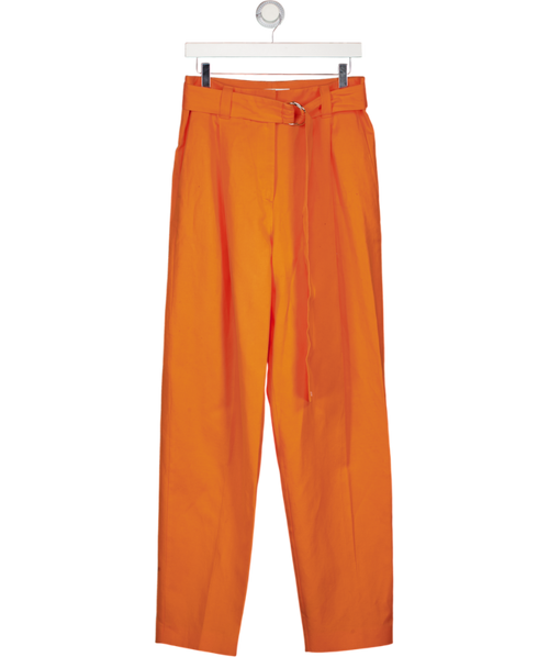 MSGM Orange Cotton & Linen Blend Tapered D-ring Belted Trousers It40 UK 8