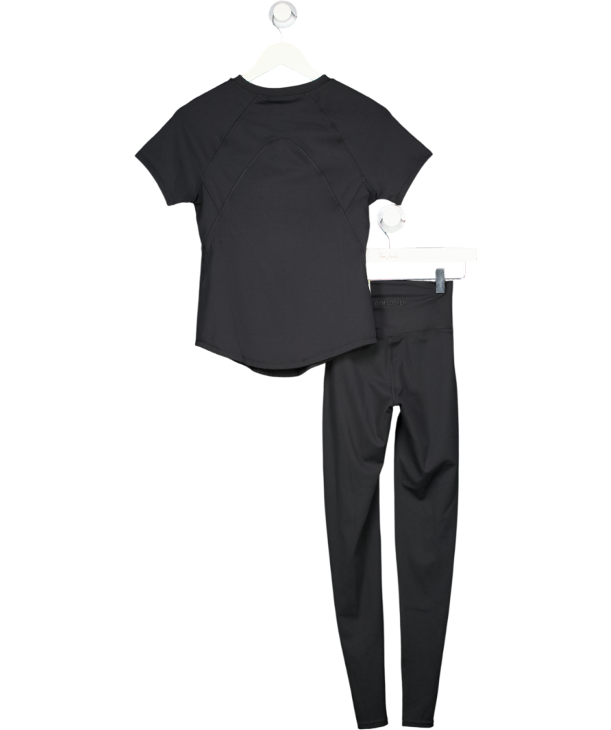Gym Locker Black So Skin Short Sleeve Top And Leggings Set UK XS