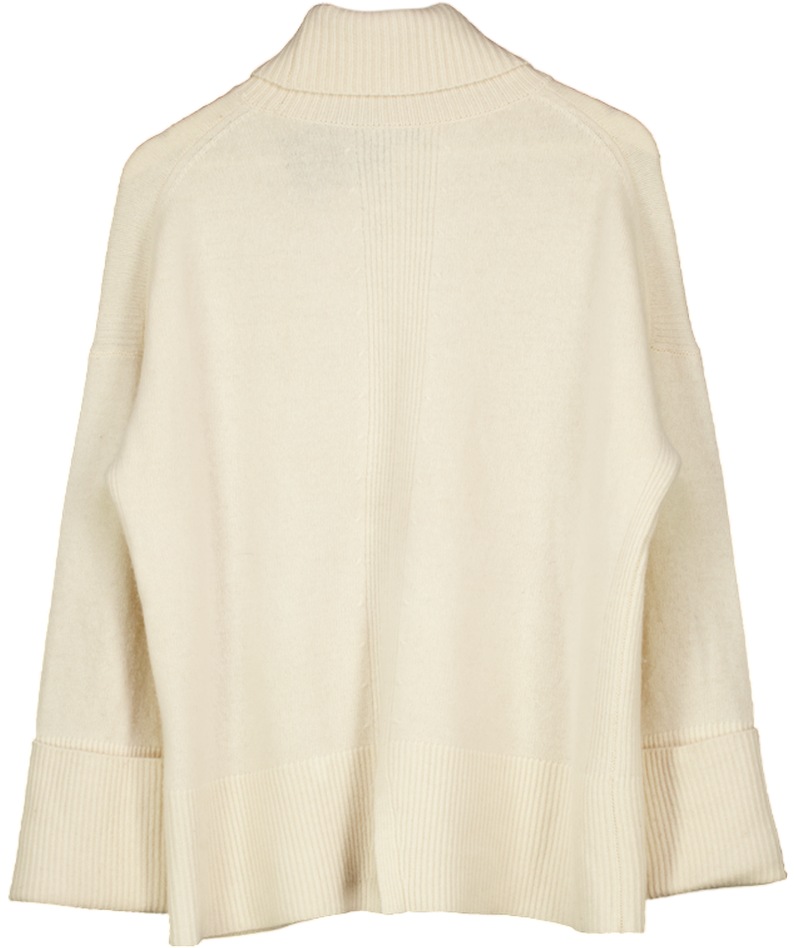 REISS Cream Sarah Casual Wool-cashmere Roll Neck Jumper  UK S