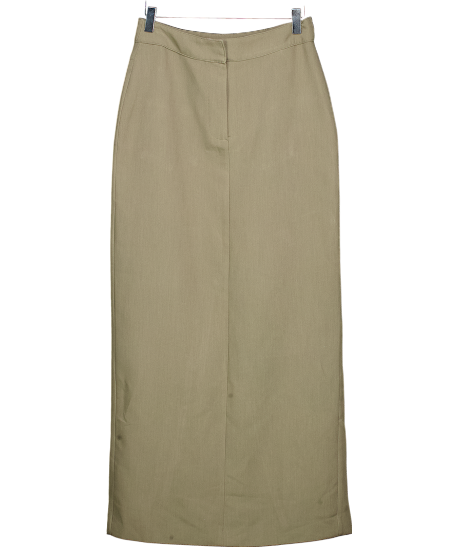 4th & Reckless Green Tailored Column Maxi Skirt In Olive UK 8