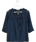 See by Chloé Navy Blue Chiffon Sailor Top UK 10