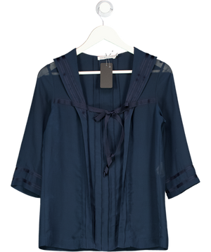 See by Chloé Navy Blue Chiffon Sailor Top UK 10