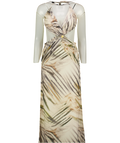 WHITE FOX Mariposa Maxi Dress Stonewash Cream Print UK XS