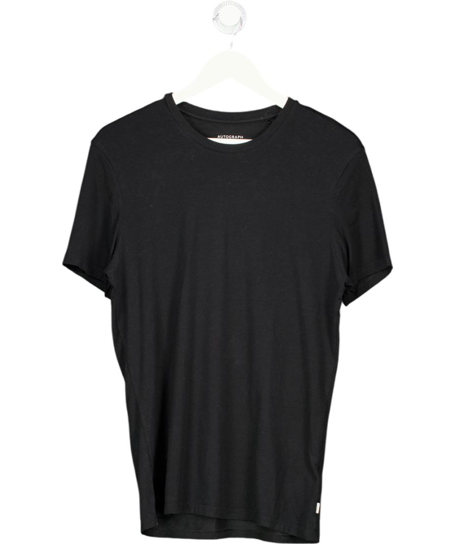 M&S Black Pure Supima® Cotton Performance Crew Neck T-shirt UK M