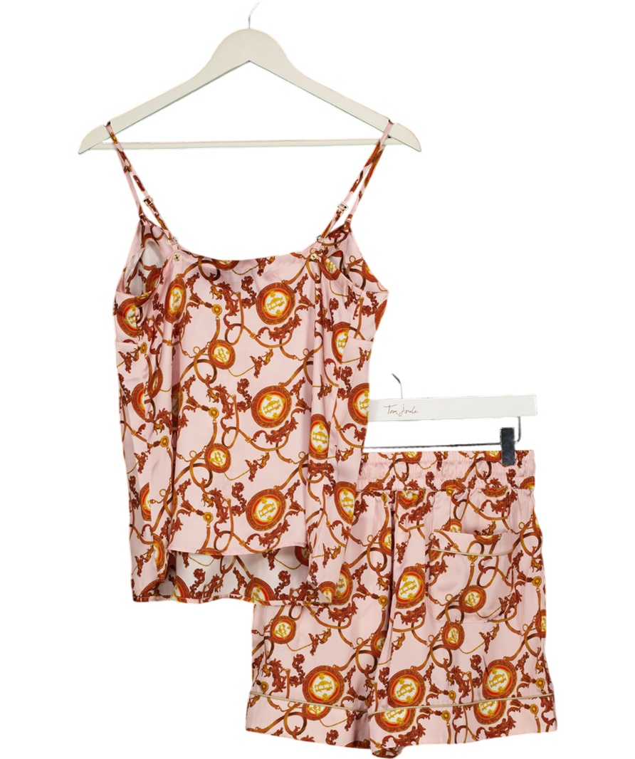 HOLLAND COOPER Blush Pink 100% Silk Pyjama Shorts And Cami Set UK XS