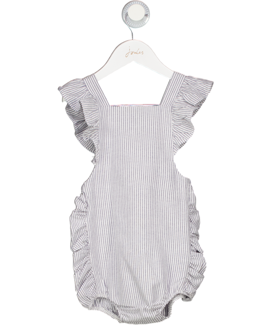 Freya Lillie White / Grey Organic Cotton Frill Sleeve Romper 3-4 Years