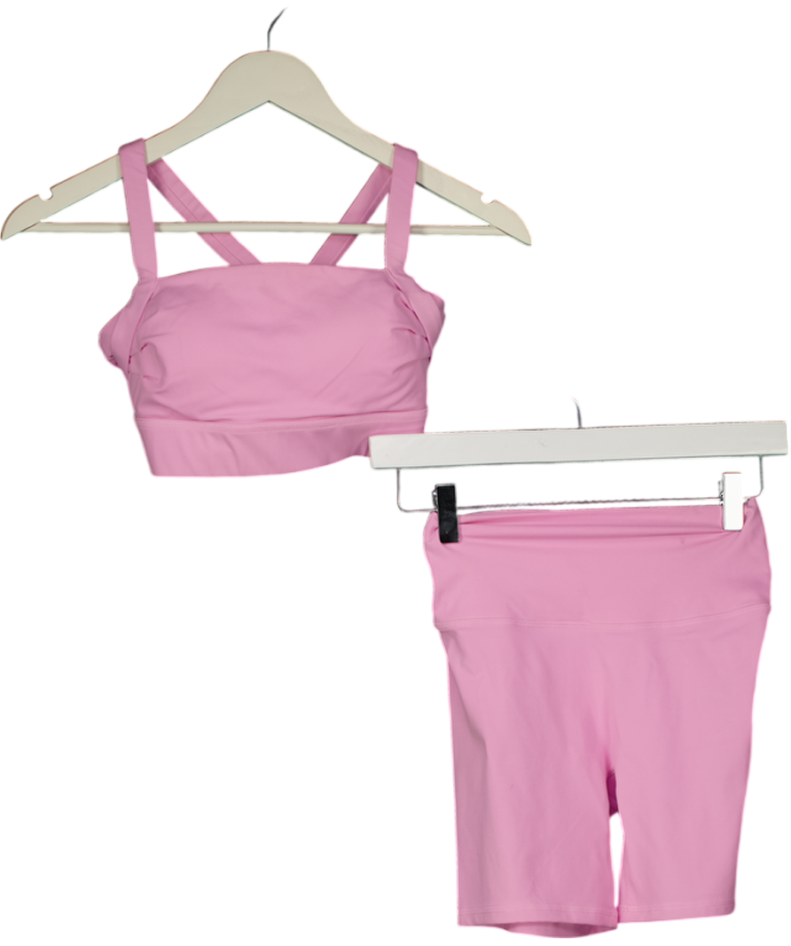 Astoria Pink Luxe Balance Signature Sports Bra And Shorts Set UK S