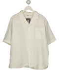 PANGAIA White Linen Shirt Dna Linen Camp Collar Shirt UK L