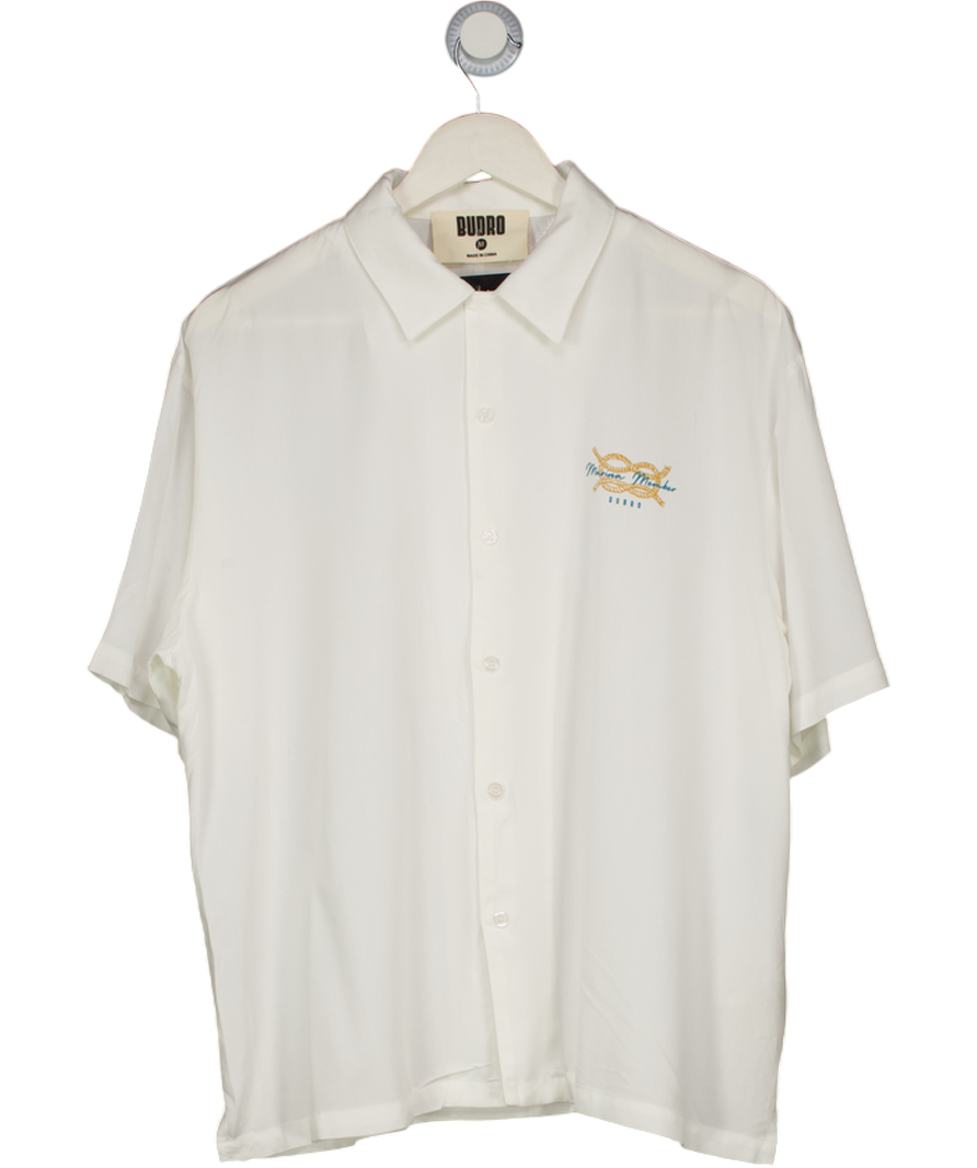 Budro White Relaxed Marina Member Button Up UK M