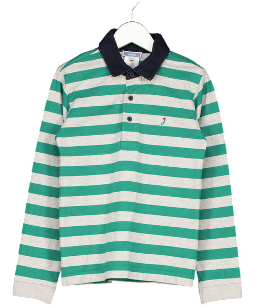 JACADI Grey Cotton Stripe Polo Shirt 8 Years