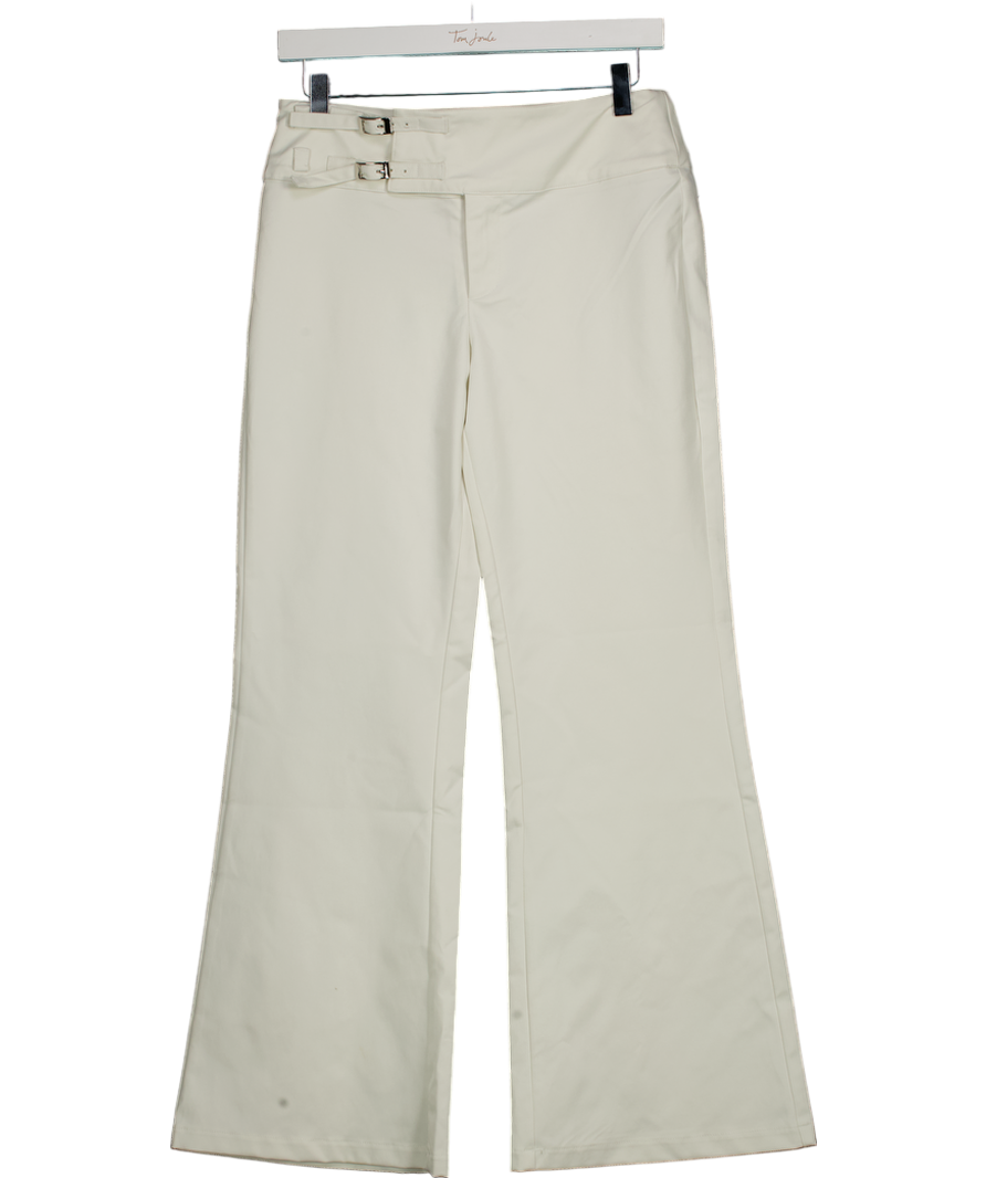 Cider White Double Buckle Detail Flare Trouser UK XS