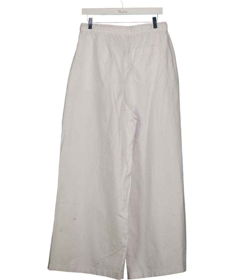 ASOS White Wide Leg Drawstring Trousers UK S