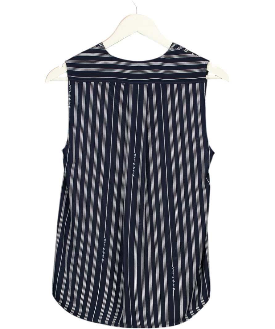 RAG & BONE Navy Blue Striped Sleeveless Wrap Top UK XXS