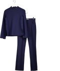 ZARA 2-piece Navy Blue Top And Flare Trouser Set UK XS/S