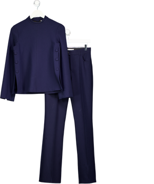 ZARA 2-piece Navy Blue Top And Flare Trouser Set UK XS/S
