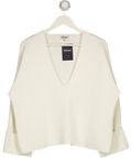 BAUM UND PFERDGARTEN Ivory White Cotton Blend V-neck Sweater UK S