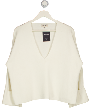 BAUM UND PFERDGARTEN Ivory White Cotton Blend V-neck Sweater UK S
