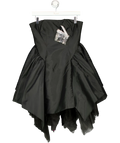 KAREN MILLEN Black Taffeta And Tulle Bandeau Mini Dress UK 8